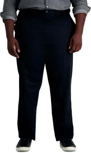 Vista 14 de Haggar Pantalón casual para hombre de alta calidad, sin planchado, color caqui, ajuste clásico, parte delantera plana