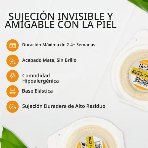 Vista 2 de Walker Tape No-Shine - Rollo de cinta para sistema capilar de 1/2 pulgada x 12 yardas, cinta hipoalergénica de doble cara para pelucas, sistemas