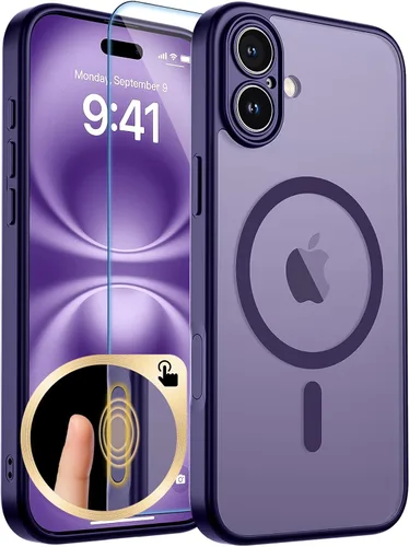 Vista 356 de zapica Funda magnética para iPhone Air, con protector de pantalla de vidrio templado, compatible con MagSafe, translúcida mate, a prueba de golpes