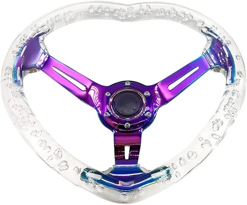 Vista 8 de Volante de Carreras de Acrílico Universal con Diseño en Forma de Corazón Volante Apto para la Mayoría de Vehículos, Coches de Carreras, RZR, Club