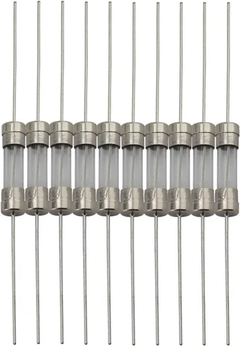 Vista 5 de Tegg 10 unids 0.197x0.787 in Cartucho de vidrio de plomo axial Fusible Resistor Seguro Tubo Fusible Recorte con Cable de plomo 2AMP