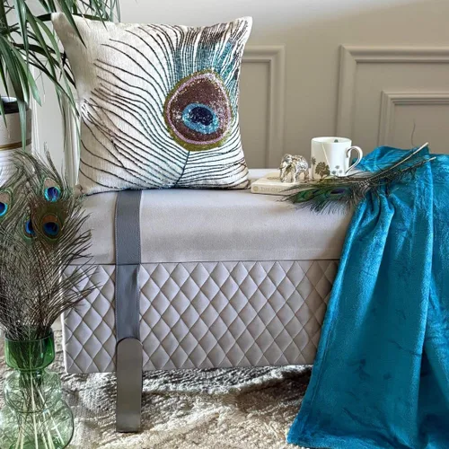 Vista 68 de The HomeCentric Funda de almohada con cremallera, funda de cojín azul de 12 x 12 pulgadas, funda de cojín de algodón bordado para sofá, diseño