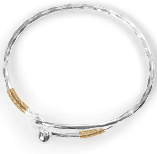 Vista 3 de Lucky Brand Brazalete con bisagra envuelta en alambre de dos tonos, Metales no preciosos