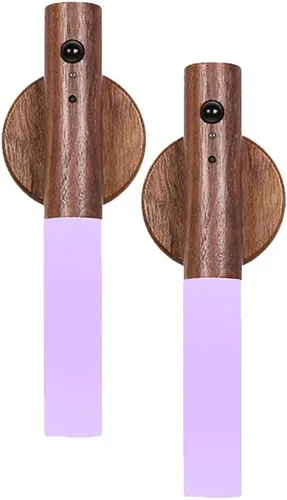 Vista 13 de Luces nocturnas con sensor de movimiento de madera LANDGOO Aplique de pared con pilas inalámbrico recargable LED para pasillo de cuerpo magnético