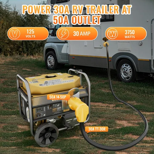 Vista 5 de MECMO Adaptador de 50 Amp a 30 Amp para RV, Conector Adaptador de Enchufe RV de NEMA 14-50P a NEMA TT-30R, Enchufe Macho de 50A a Hembra de 30A