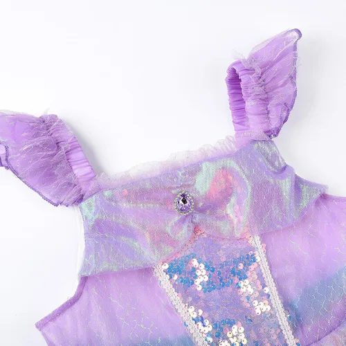 Vista 3 de Uhnice Disfraz de sirena para niñas, vestido de princesa con accesorios
