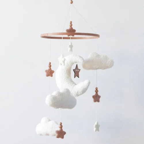 Vista 10 de Boucle Cloud Moon - Cuna móvil boho para cuna para cuna neutral para guardería móvil para niños y niñas blanco (White 10)