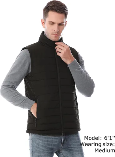Vista 6 de Venustas Chaleco térmico para hombre con batería 750010000mAh, fibra de carbono ultrafina, adecuado para invierno al aire libre, caza, esquí