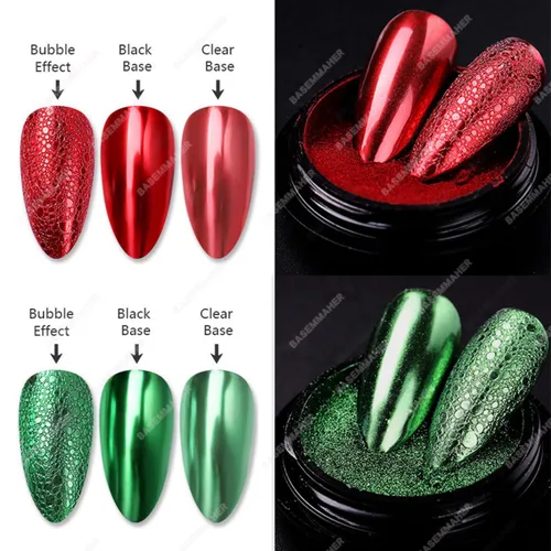 Vista 2 de Polvo de uñas cromado, rojo, verde, efecto espejo metálico para uñas, diseño artístico, pigmento holográfico, purpurina para decoración de manicura