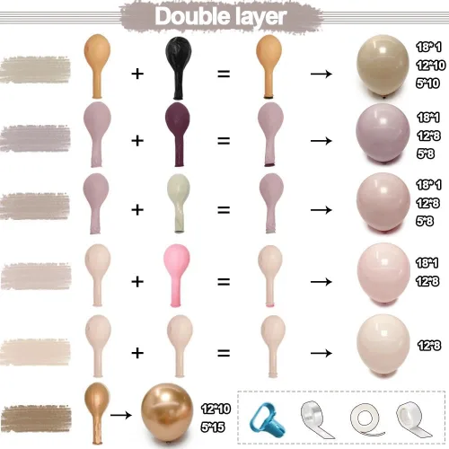 Vista 3 de Dusty Pink Beige Balloon Arch Kit Double Stuffed Blush Cream Gold Latex Balloons Pink Brown Neutral Tan Balloon Garland Perfect for Boho Baby Shower