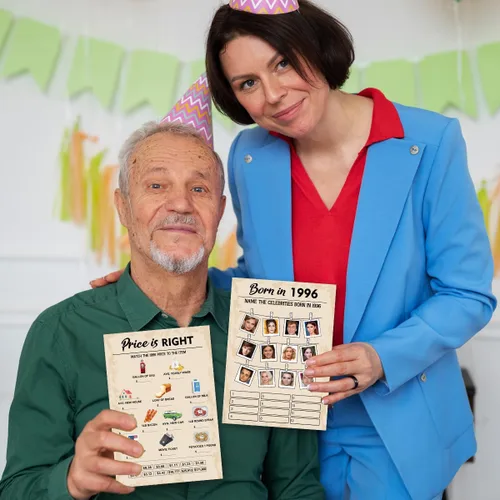 Vista 6 de QUPT Juegos de Fiesta de 30 Cumpleaños, Conjunto de 2 Actividades para 15 Invitados, Paquete de Juegos Nacidos en 1996, Suministros de Fiesta
