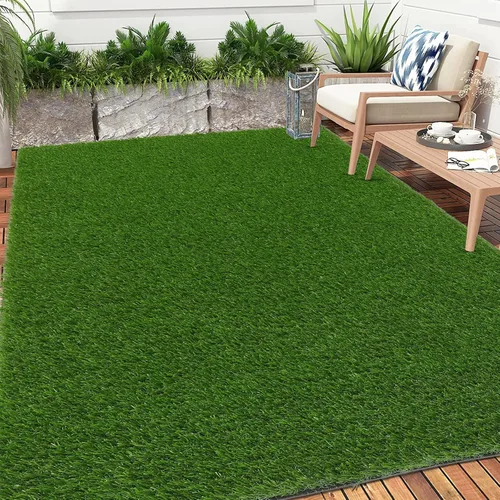 Vista 13 de Bsmathom Alfombra de césped artificial, interior/exterior, césped artificial para patio, balcón y jardín, 2 x 6 pies