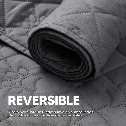 Vista 10 de Funda impermeable de 4 plazas para perros, manta acolchada con estampado de patas para sofá y cama de 4 cojines, resistente al pelo de mascotas Gris