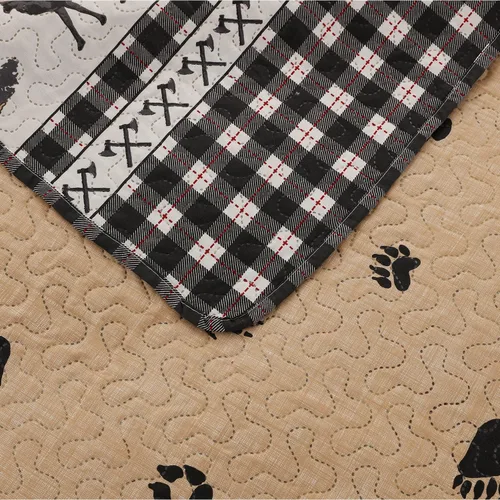 Vista 6 de Juego de edredón de tamaño Queen/Matrimonial, ropa de cama rústica de cabaña, colcha reversible para el hogar, colcha ligera para el hogar, colcha
