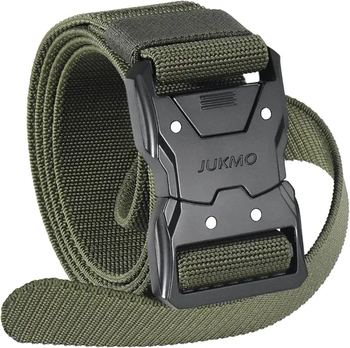 Vista 12 de JUKMO - Cinturón táctico de liberación rápida, cinturón de nailon de 1.5 pulgadas estilo militar para senderismo con hebilla de cinturón