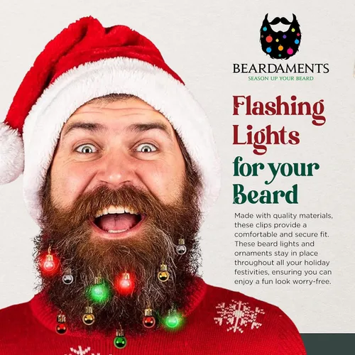 Vista 6 de Beardaments Paquete de luces para barba, luces para el cabello y adornos: las 16 luces originales para barba, 16 luces de cabello y 12 adornos