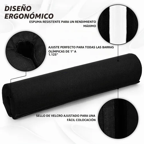 Vista 2 de Yes4All Ergonomic Foam Bar Pad, Olympic Barbell Squat & Neck Pad for Squats, Hip Thrusts & Weight Lifting Bar Negro