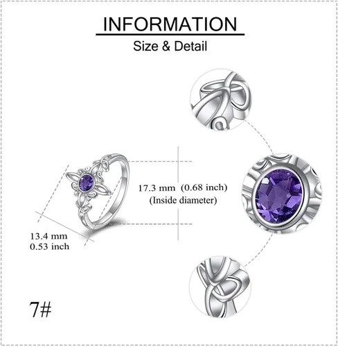 Vista 4 de YAFEINI Anillo de nudo de bruja de plata de ley 925, anillo de nudo de trinidad celta, joyería de nudo de bruja para mujer