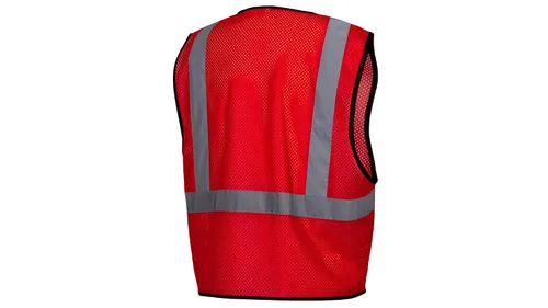 Vista 3 de Pyramex RV12 Series Hi-Vis - Chaleco de seguridad reflectante para el trabajo, rojo, pequeño/mediano