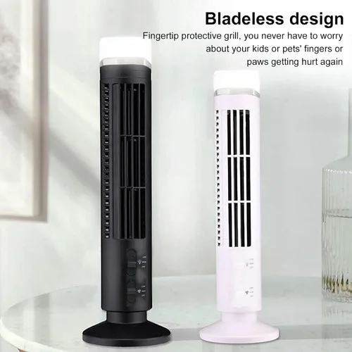 Vista 4 de Pomya Ventilador de torre oscilante sin aspas, ventilador de oficina silencioso con oscilación de 90 grados, ventilador de escritorio portátil
