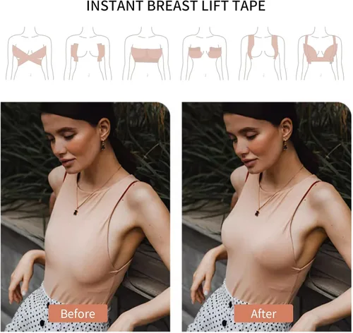 Vista 7 de URTAPE Cinta Bob para senos grandes, cinta adhesiva para sujetador para levantamiento de senos, Negro