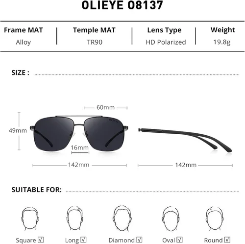 Vista 2 de Gafas de sol polarizadas para hombre de OLIEYE