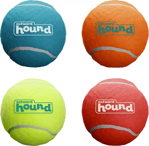 Vista 6 de Outward Hound Tennis Maze Craze - Juguete interactivo chillador para perros, azul