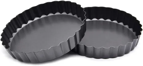 Vista 7 de Hoshen 2 piezas de molde para hornear pizza de 4.5 pulgadas, molde movible con revestimiento antiadherente, molde para pastel de crisantemo, sartén