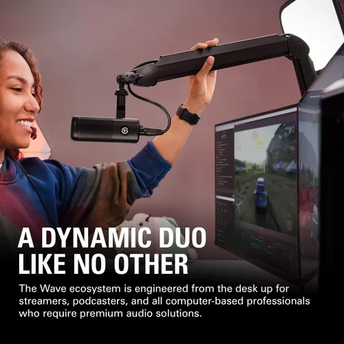 Vista 2 de Elgato Micrófono Wave DX XLR, optimizado para el habla, no requiere amplificador de señal, reduce el ruido no deseado, amplio ángulo de aceptación