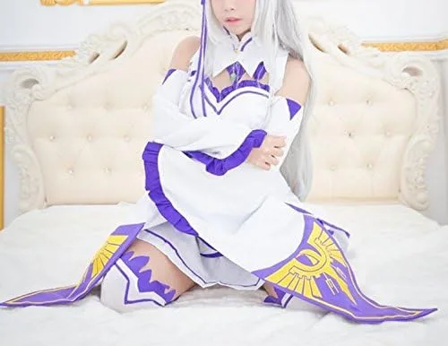 Vista 2 de TOKYO-T Re Zero Emilia - Disfraz de anime japonés con medias (US6-8)