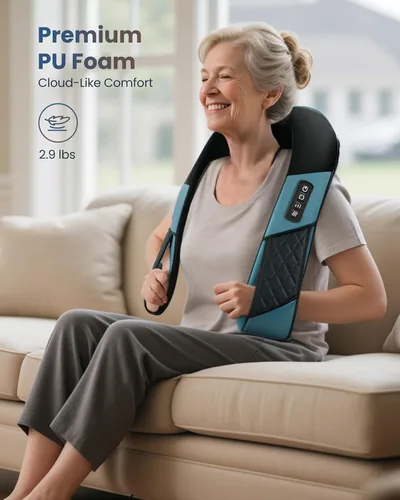 Vista 5 de COMFIER Masajeador de cuello inalámbrico con calor, masajeador de espalda para aliviar el dolor de tejido profundo, masaje Shiatsu 3D de cuello