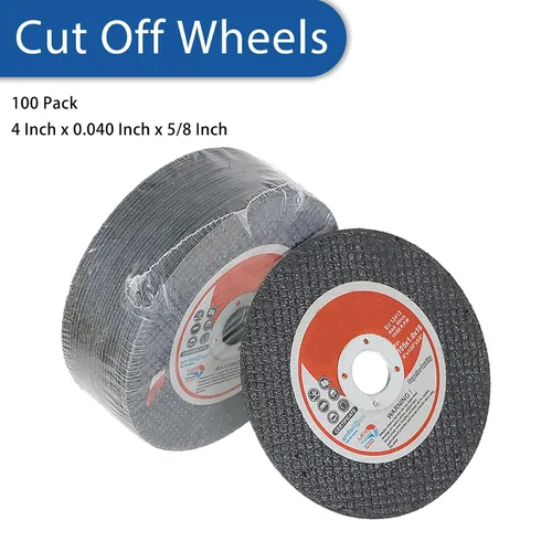 Vista 5 de WFLNHB Paquete de 100 ruedas cortadas de metal y acero inoxidable de 4 pulgadas x 0.040 pulgadas x 5/8 pulgadas, aptas para amoladoras angulares