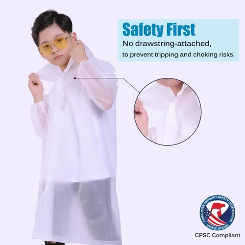Vista 37 de Chaqueta de lluvia para niños, paquete de 2 ponchos de lluvia para niños, impermeables reutilizables para niños y niñas, impermeable, para exteriores