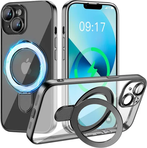 Vista 8 de Funda magnética para iPhone 14 Pro con soporte invisible [compatible con MagSafe] [protector completo de lente de cámara]