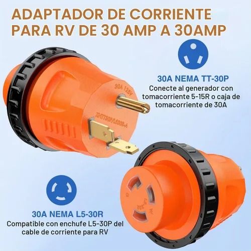 Vista 2 de Nilight Adaptador de Corriente RV de 30 A a 30A Conector de Bloqueo Giratorio Enchufe Macho TT-30P Receptáculo Hembra L5-30R para Generador Cámper