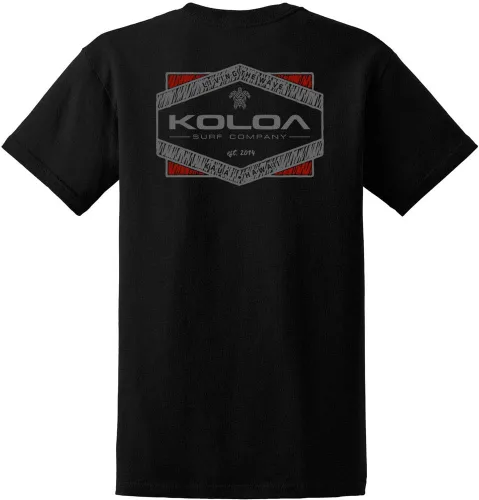 Vista 64 de Koloa Surf - Camisetas de algodón pesado para hombre, tallas grandes y altas Azul acuático/negro buscando diseño de ondas