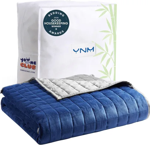 Vista 11 de YnM Manta con peso refrescante para adultos, manta pesada de 10 libras para una persona de 90 libras, perfecta para personas que duermen con calor