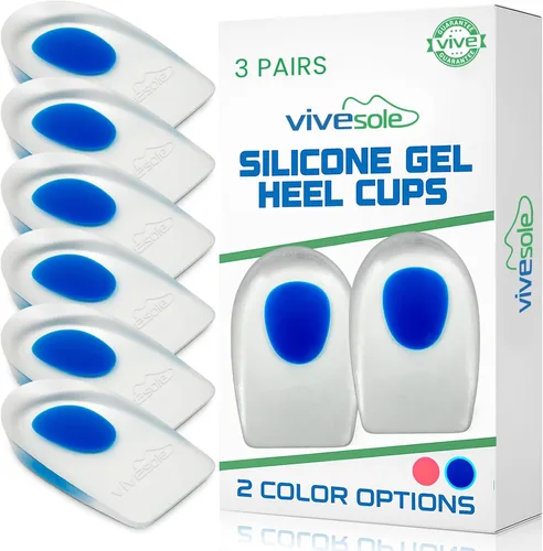 Vista 11 de ViveSole Taloneras de gel para dolor, fascitis plantar (par) – Almohadillas de silicona para alivio, espolones de talón, zapatos, tratamiento
