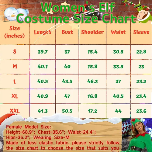 Vista 7 de Higen Disfraz de elfo para mujer, juego completo de 5 piezas, traje verde élfico de Navidad, traje divertido para adultos, vacaciones, fiesta