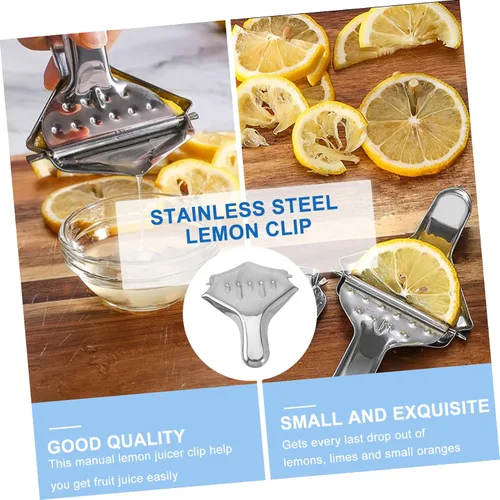 Vista 7 de SHOWERORO Exprimidor manual de limón de acero inoxidable, 2 unidades, exprimidor manual de cítricos para extractor de jugo de frutas para uso