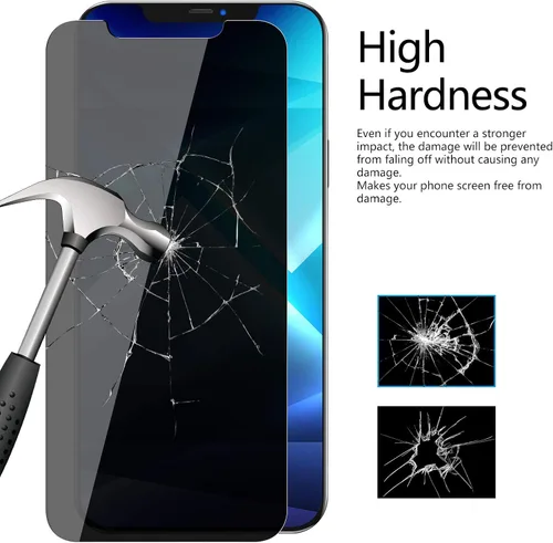 Vista 4 de LYWHL Paquete de 3 protectores de pantalla de privacidad para iPhone 12 Pro Max, protector de pantalla privada antiespía de vidrio templado para 12