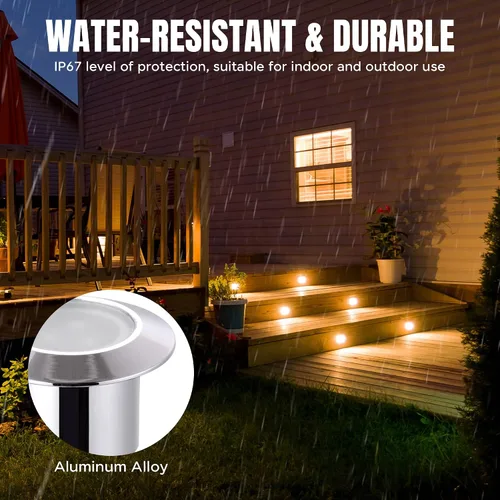 Vista 4 de Yescom Paquete de 5 luces LED de aluminio para terraza, iluminación de paisaje de bajo voltaje de 12 V, blanco cálido de 3000 K, IP67, impermeable