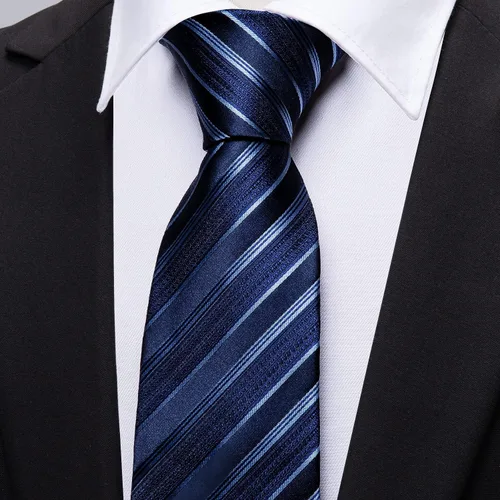 Vista 75 de Barry.Wang Juego de corbatas para hombre, corbata de seda a rayas, tejido a cuadros, gemelos formales, negocios, boda