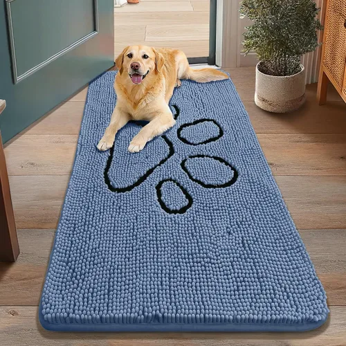 Vista 122 de Smiry Tapete para puerta de perro para patas fangosas, absorbente y Gris y negro