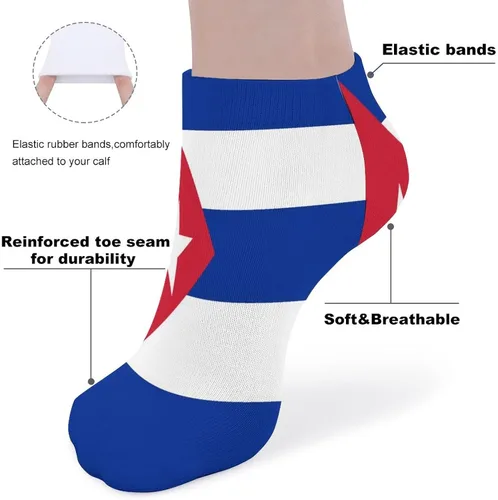 Vista 4 de Flag of Cuba - 5 pares de calcetines tobilleros antideslizantes de corte bajo, calcetines cortos atléticos casuales para mujeres y hombres