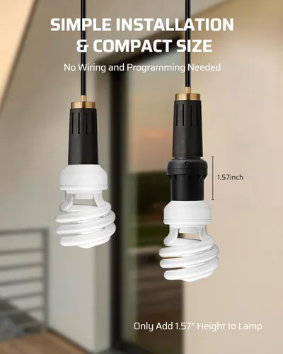 Vista 4 de DEWENWILS Enchufe con Sensor de Luz, Enchufe de Sensor de Anochecer a Amanecer, Enchufe de Bombilla para Luminarias, Compatible con Bombillas