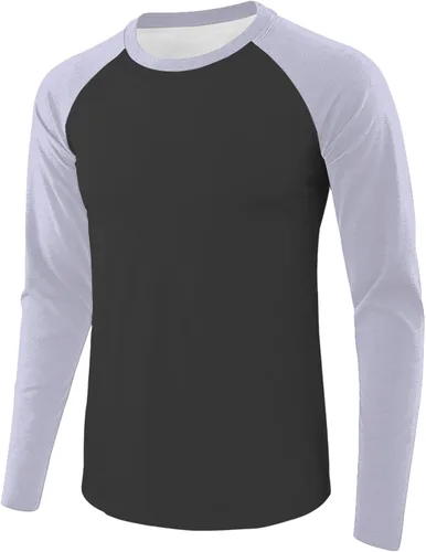 Vista 18 de Camiseta de béisbol para hombre, manga larga, cuello redondo, algodón, raglán, casual, dinámica