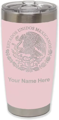 Vista 12 de LaserGram - Vaso personalizado de 20 onzas, bandera de México (negro)