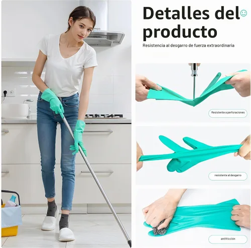 Vista 2 de ThxToms guantes de nitrilo para el hogar, resistentes al aceite, ácido, alcalinos y solventes 15mil,Reusable Heavy Duty Diswashing Gloves, Resist