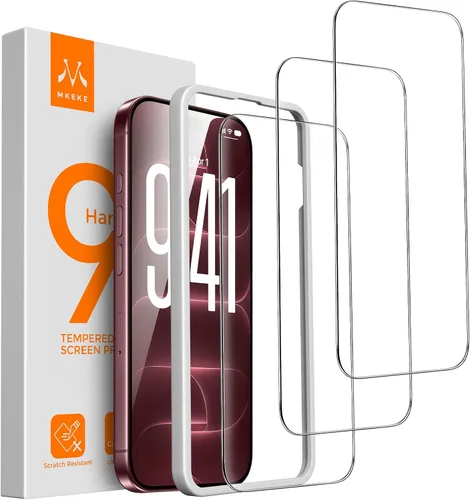 Vista 9 de Mkeke Protector de pantalla para iPhone Air, paquete de 3 unidades de vidrio templado [dureza 9H] [protección contra caídas de grado militar]